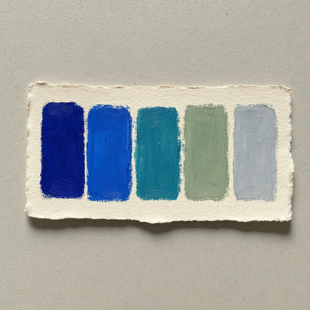 Cool hand-painted colour study card