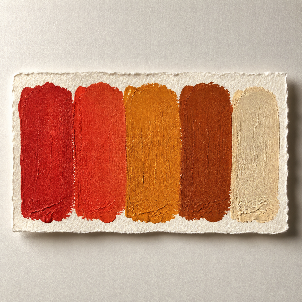 Warm hand-painted colour study card